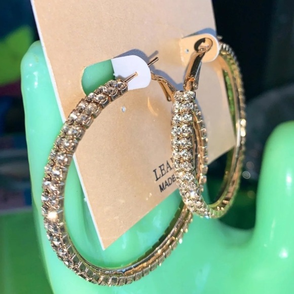 Natasha| crystal double row hoops New - Picture 1 of 2